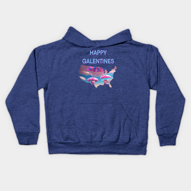 Galentines day parachute gift Kids Hoodie by sailorsam1805